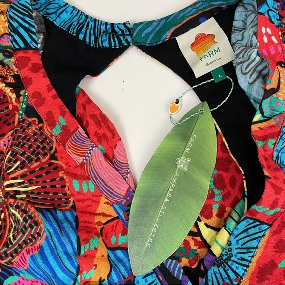 FARM Rio Black Cool Leopards Maxi Dress Large NWT - Picture 9 of 16